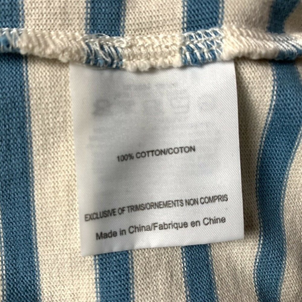 Tory Burch T-Shirt Casual Long Sleeve Blue White Striped Back Embellished Tie - Picture 12 of 13